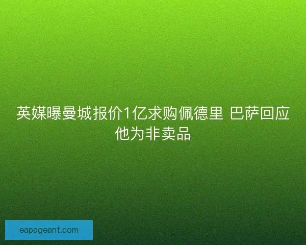 英媒曝曼城报价1亿求购佩德里 巴萨回应他为非卖品