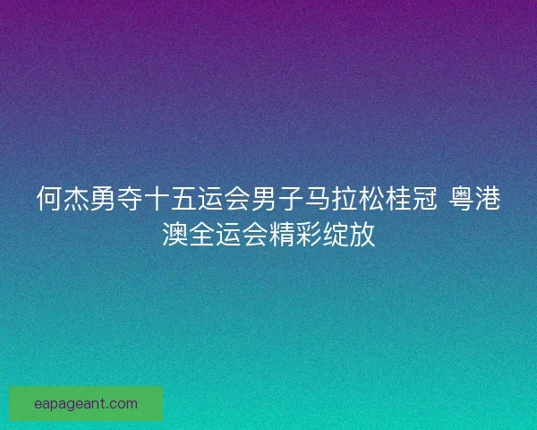何杰勇夺十五运会男子马拉松桂冠 粤港澳全运会精彩绽放